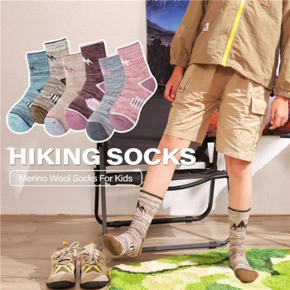 6 Pairs Kids Merino Wool Hiking Athletic Thermal Warm Winter Socks